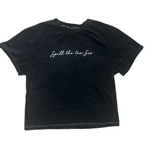 Riot Queen black crop(ish) "Spill the Tea Sis" - black, small